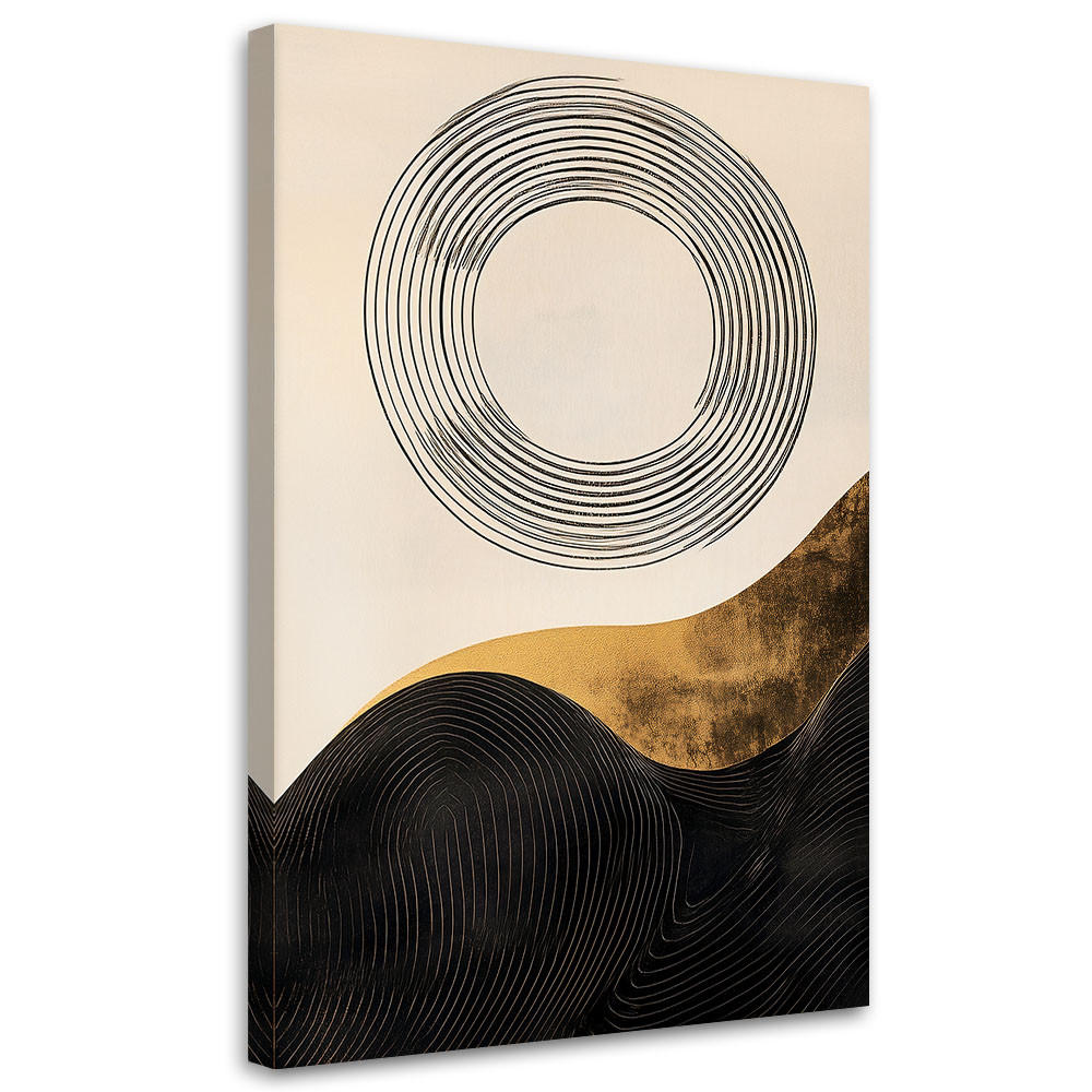 LEINWANDBILD Kreis Linien Abstraktion 60x90cm - Beige, Textil (60/90cm) - Feeby