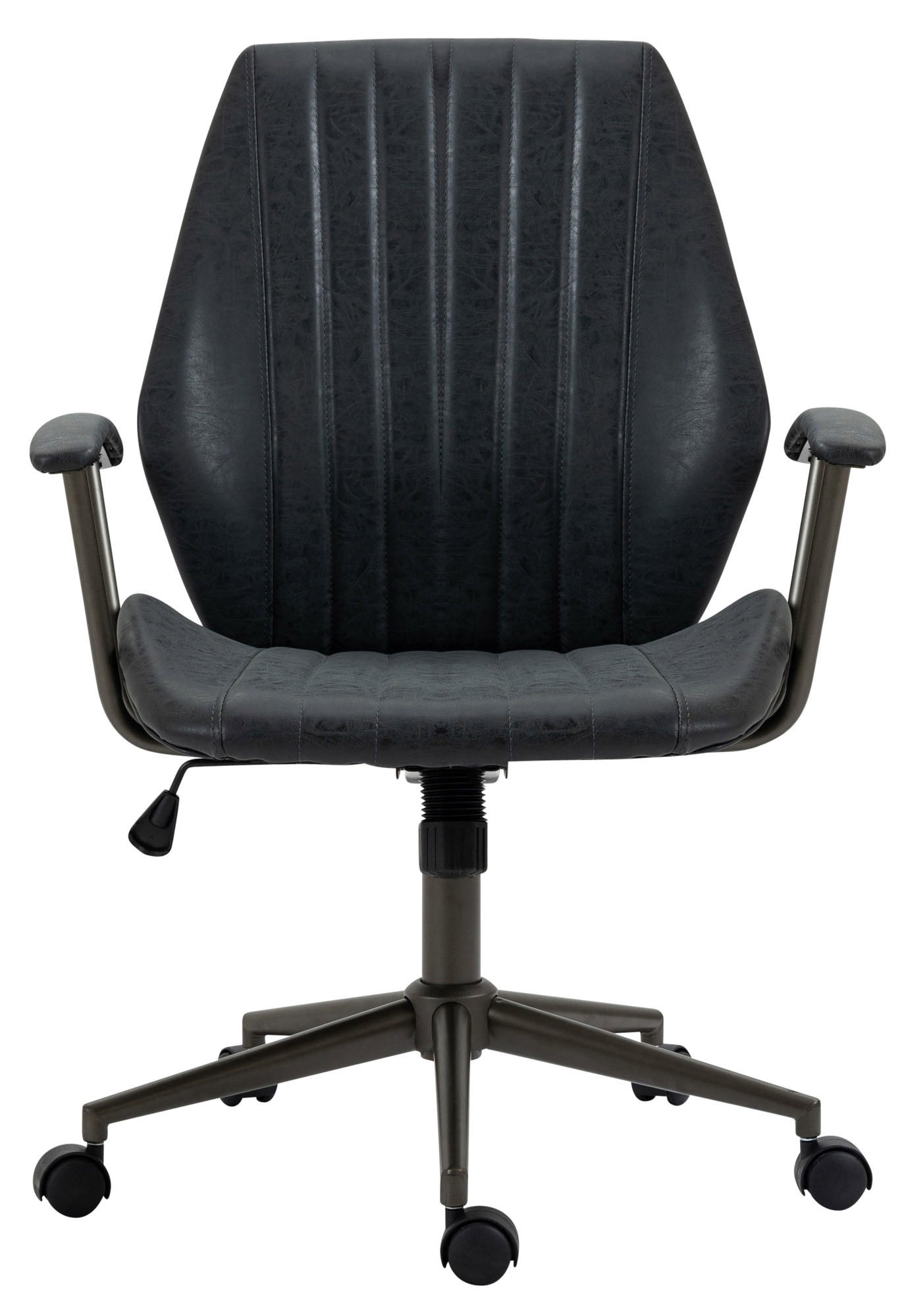 DREHSTUHL Lederlook antik schwarz - Schwarz, Textil/Metall (69/97/61cm) - CLP