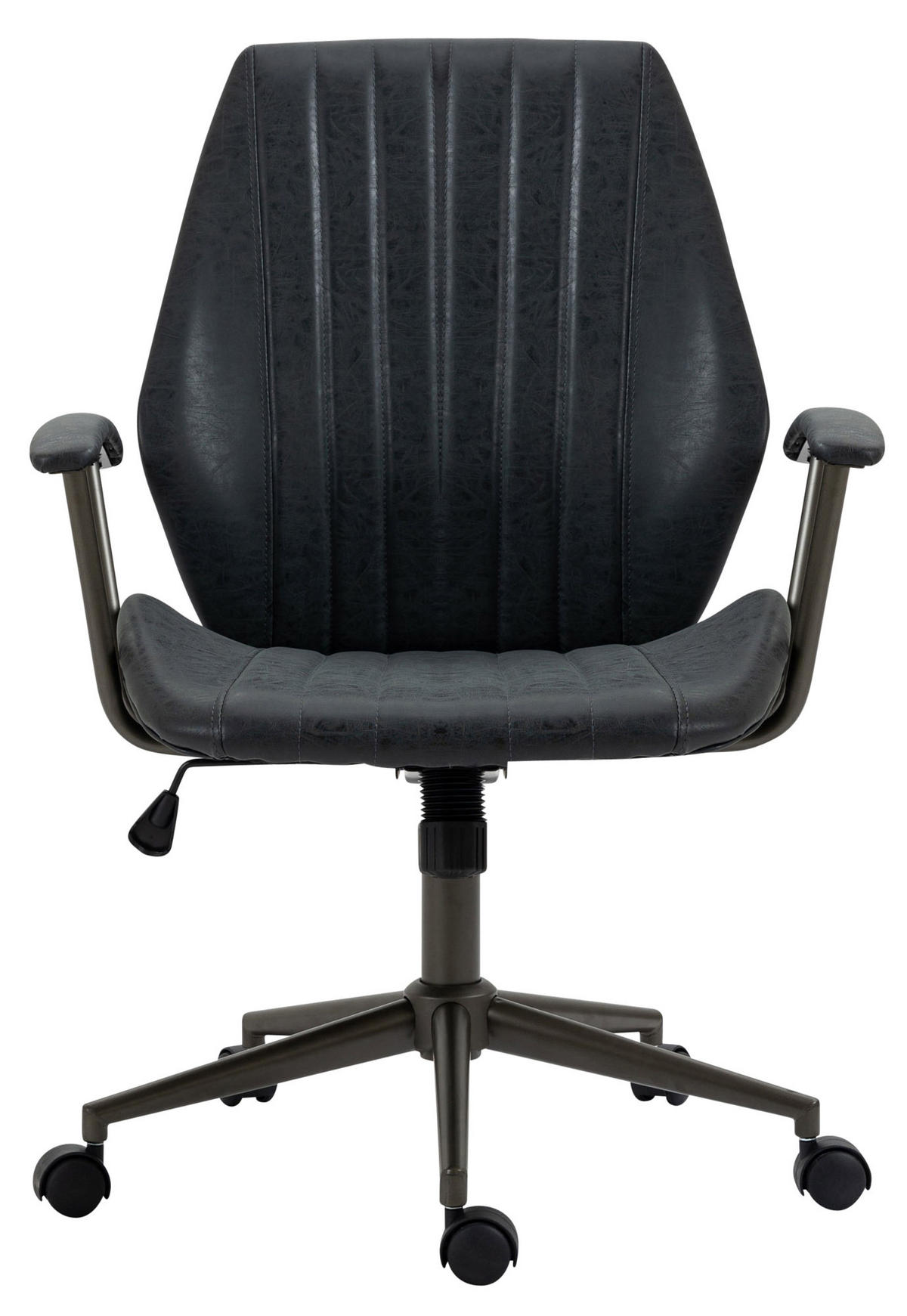 DREHSTUHL Lederlook antik schwarz - Schwarz, Textil/Metall (69/97/61cm) - CLP