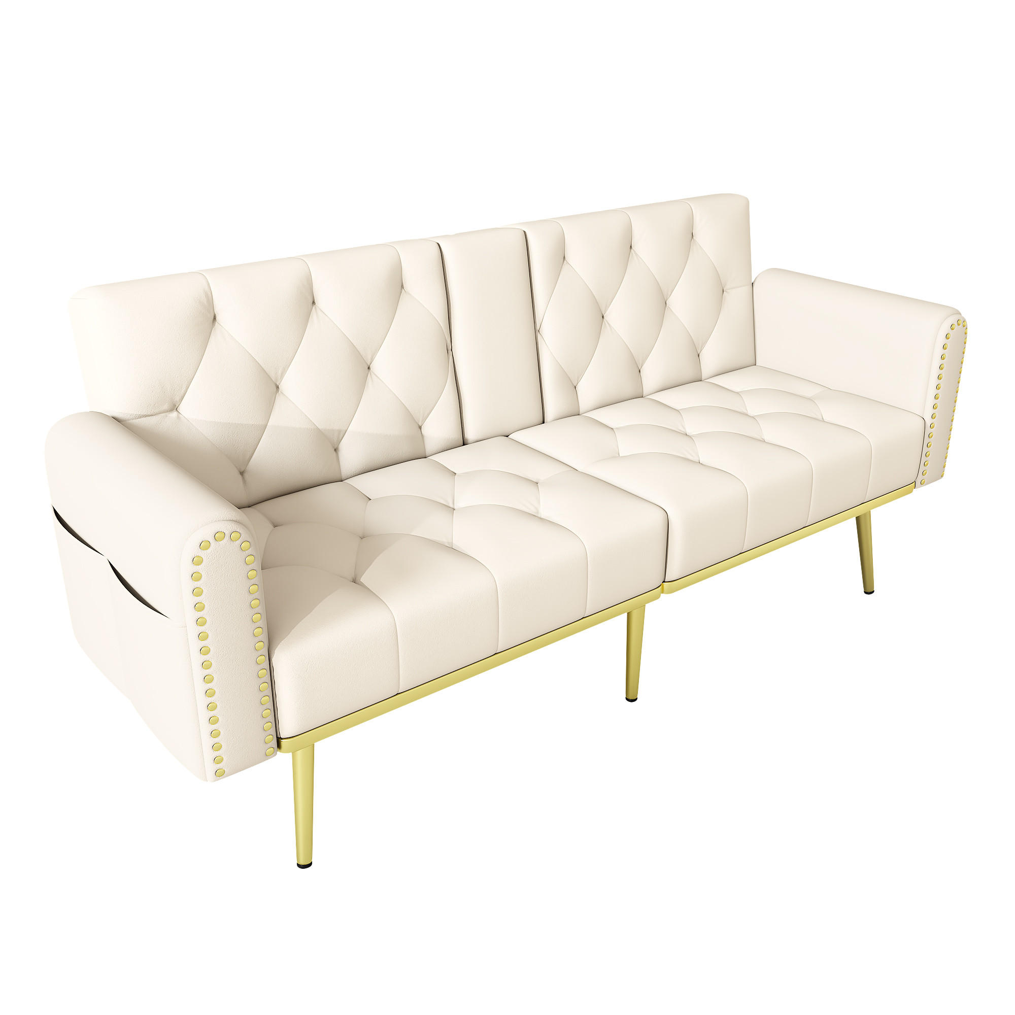 SCHLAFSOFA 175/80/73.5 cm Beige mit drei verstellbaren Neigungswinkeln und Getränkehalter - Beige, Textil (175/73.5/80cm) - Oxeza