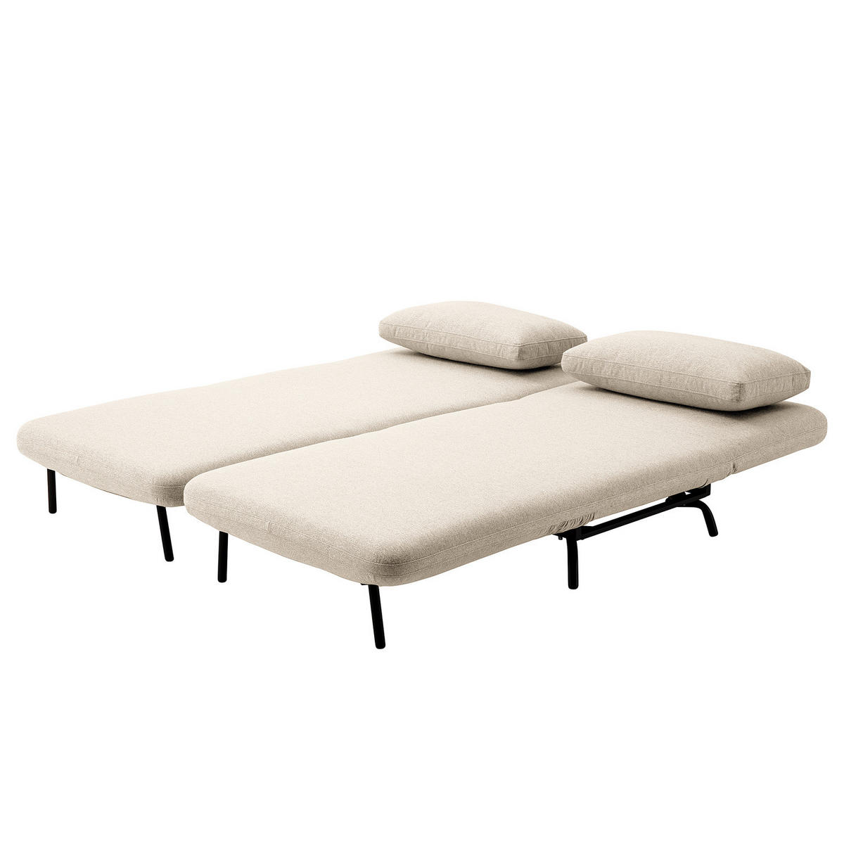 SCHLAFSOFA mit Relaxfunktion - Webstoff - Beige/Schwarz, Textil/Metall (184/78/85cm) - home24