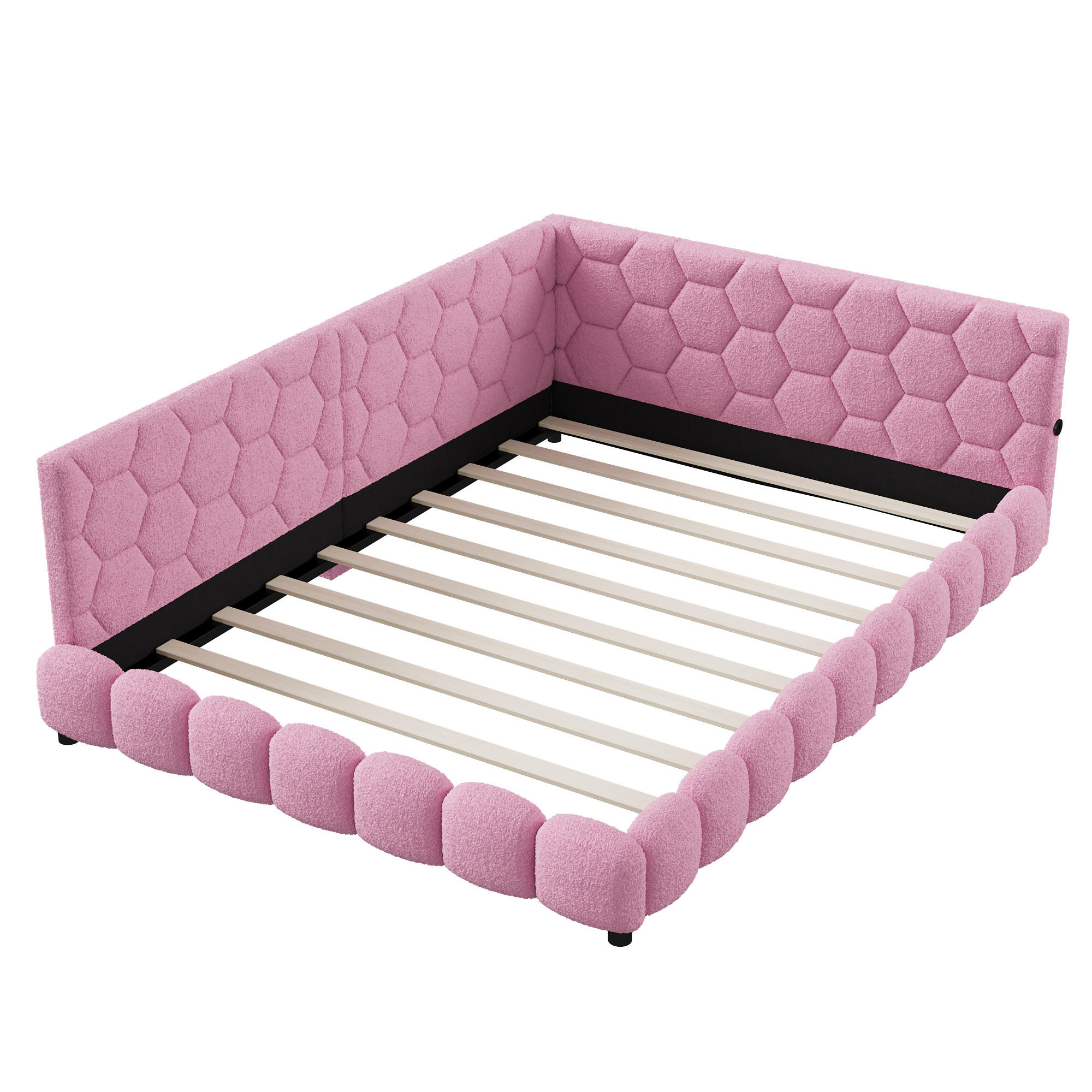POLSTERBETT 140x200 cm mit LED, USB, Lattenrost, Rosa - Rosa, Holz (140/200cm)
