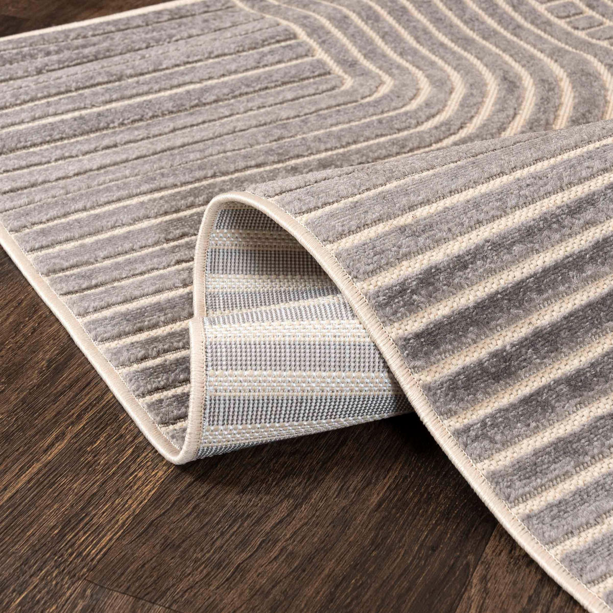 MATTA grå geometrisk - 200 x 300 cm - Cremefärgad/Grå, Textil (200/300cm) - Mazovia
