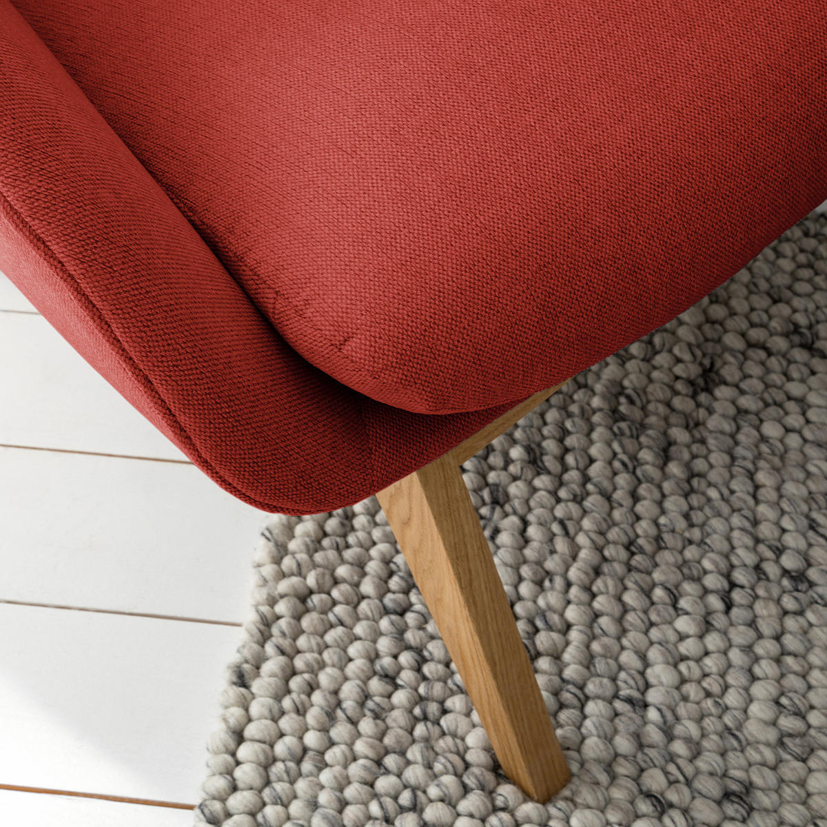 SESSEL - Eichefarben/Rot, Eichenholz/Textil (82/102/90cm) - home24