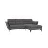 ECKSOFA Mira Grau Samt-Stoff - Schwarz/Grau, Textil/Metall (260/168cm) - S-Style Möbel