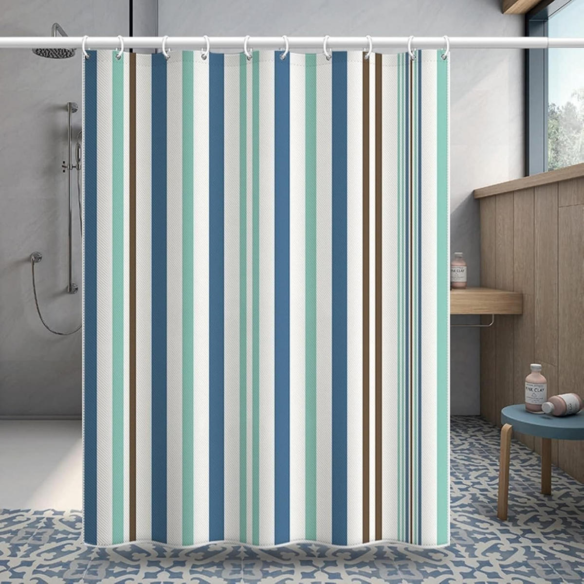 DUSCHVORHANG – 180 x 200 cm – inklusive Haken - Multicolor, Kunststoff (180/200cm)