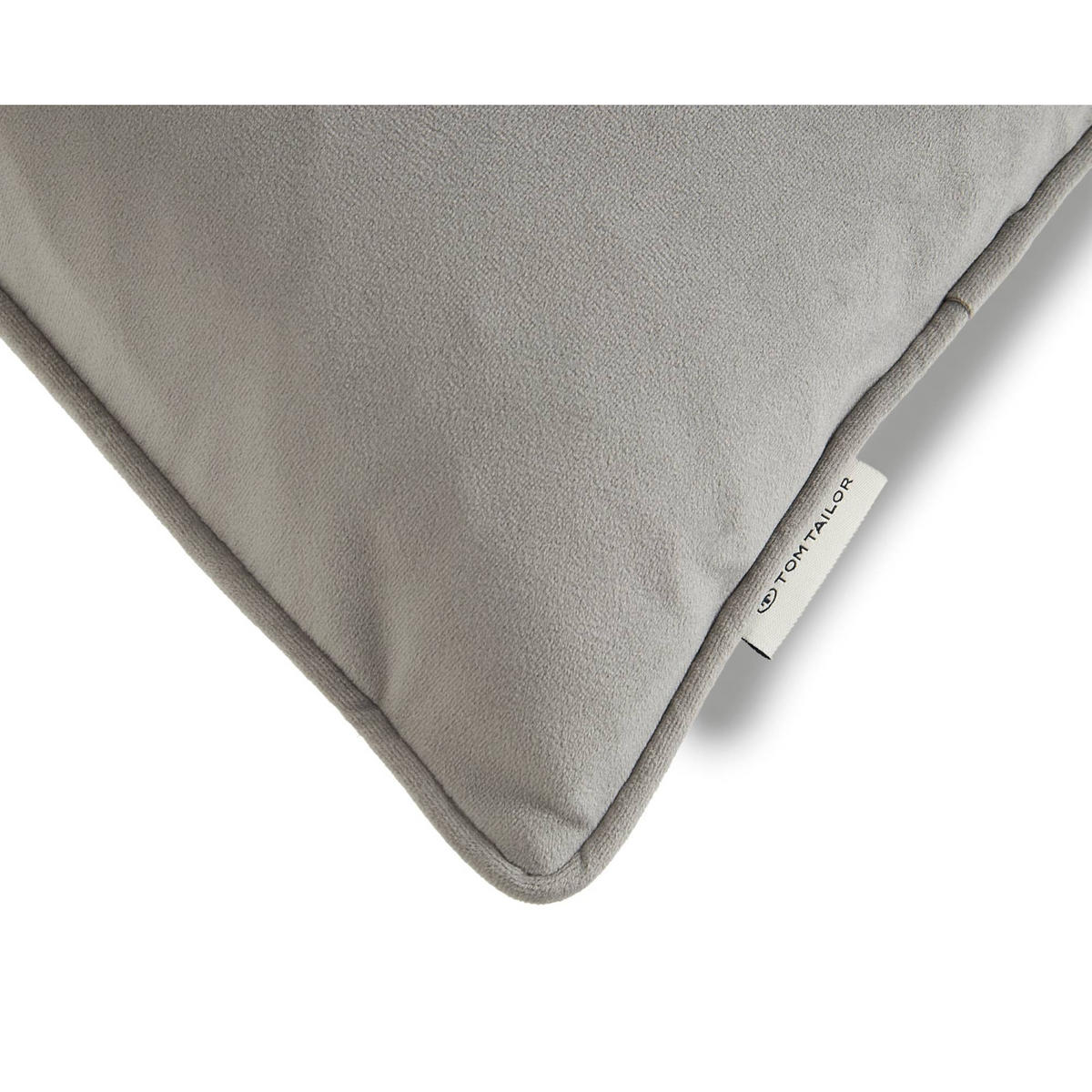 ZIERKISSENHÜLLE VELVET SIGNATURE - Grau, Textil (45/45cm) - Tom Tailor