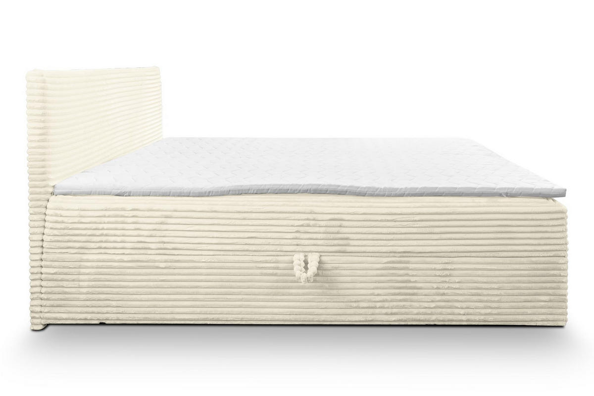 BOXBETT TILLY mit zwei Bettkästen H2/H3 Matratze und Topper 160 x 200 cm - Beige, Holzwerkstoff (160/200cm) - VENASI MÖBEL