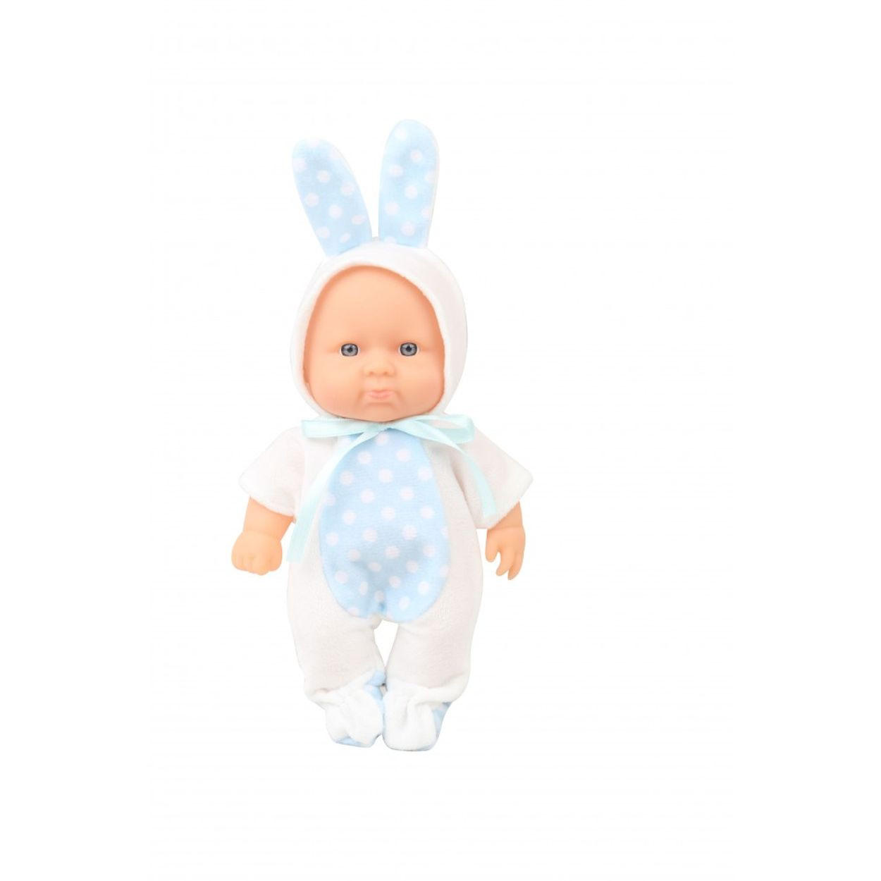 KINDERPUPPE Hase weiß 20 cm, Hasenkostüm, bewegliche Arme, Spielpuppe, ab 3 Jahren - Blau, Kunststoff (12/6/20cm) - Moni