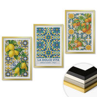 WANDBILDER 3er Set - 40x60 cm Goldrahmen - Zitronen, Orangen, Blumen, Italien - Goldfarben, Kunststoff (40/60cm) - ArtPrintCave