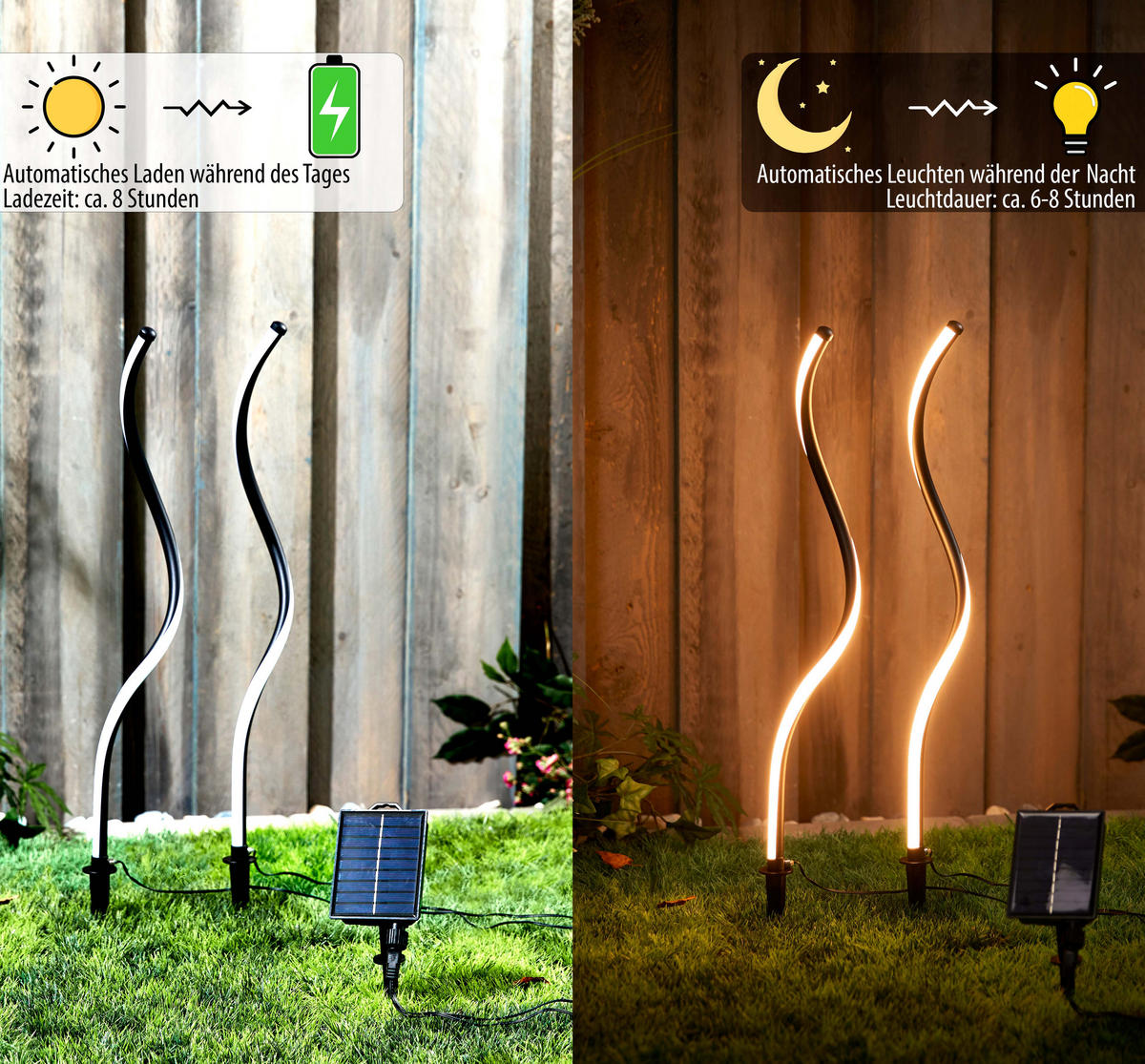 SOLAR-LED-GARTENSTECKER - warmweiß mit Dämmerungssensor und wetterfestem Design für stimmungsvolle Außenbeleuchtung - Weiß, Kunststoff (2/2/72cm) - Northpoint