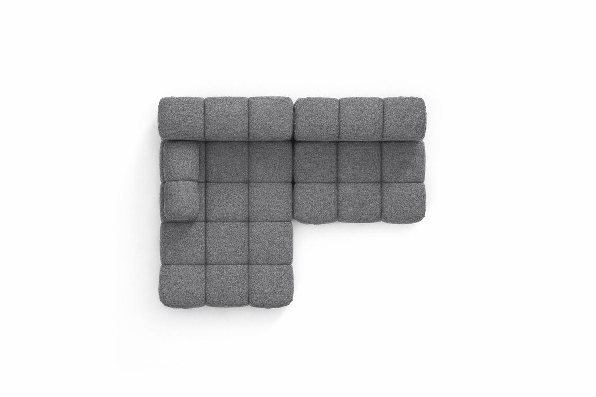 ECKSOFA L-Form Mini II Modular, Bouclé-Stoff Abriamo, Dunkelgrau, Links, Selia - Dunkelgrau, Holz (190/160cm) - Kaiser Möbel