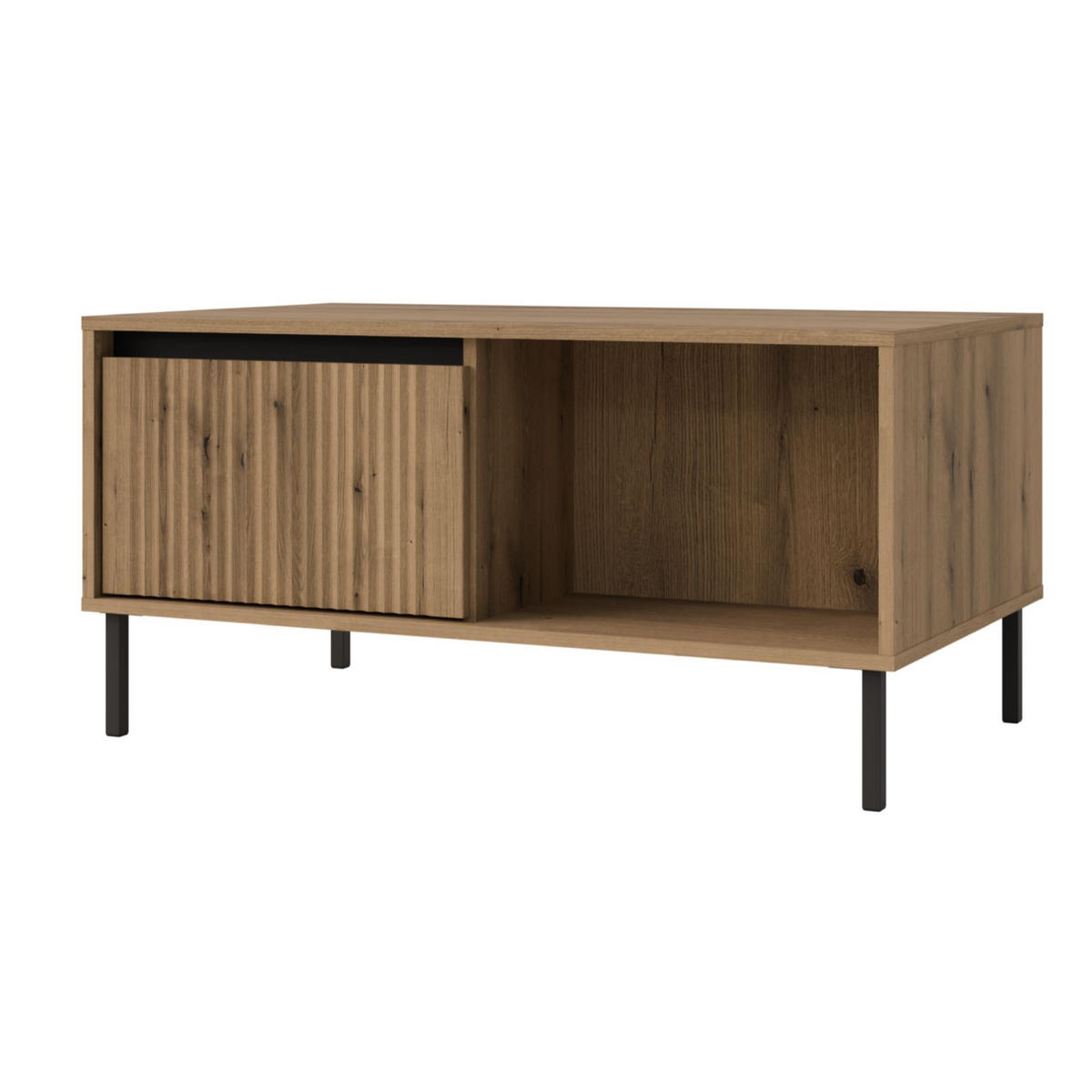 COUCHTISCH Osaka Eichenholzoptik Evoke 100 cm - Eichefarben/Schwarz, Holzwerkstoff/Metall (60/100.2/50cm) - Selsey