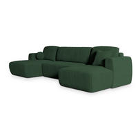 WOHNLANDSCHAFT SENTUM P Grün Kordstoff mit Schlaffunktion - Grün, Holz (330/90/148cm) - MASSENO