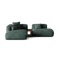 ECKSOFA modular links Martina aus Samt petrol 2 Sitzplätze - Salbeigrün, Textil (176/285cm) - Micadoni