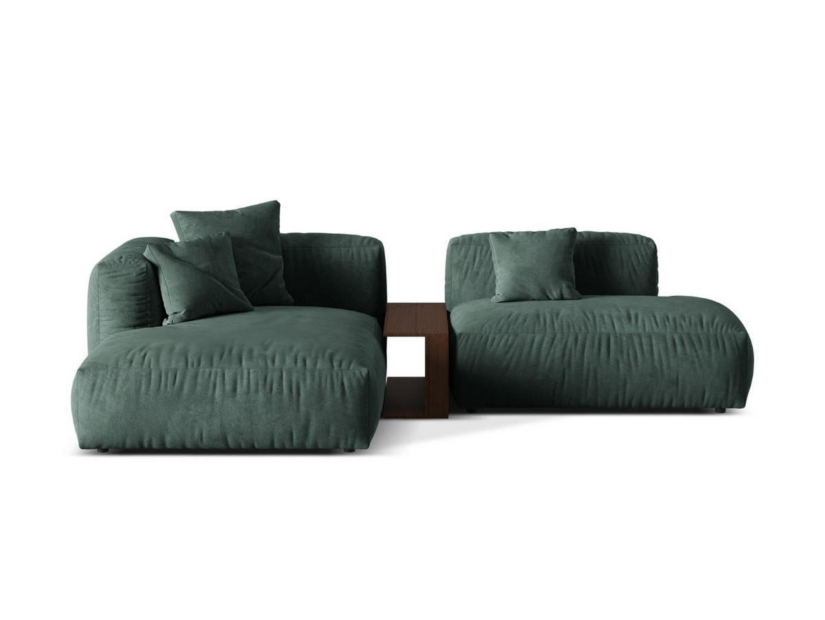 ECKSOFA modular links Martina aus Samt petrol 2 Sitzplätze - Salbeigrün, Textil (176/285cm) - Micadoni