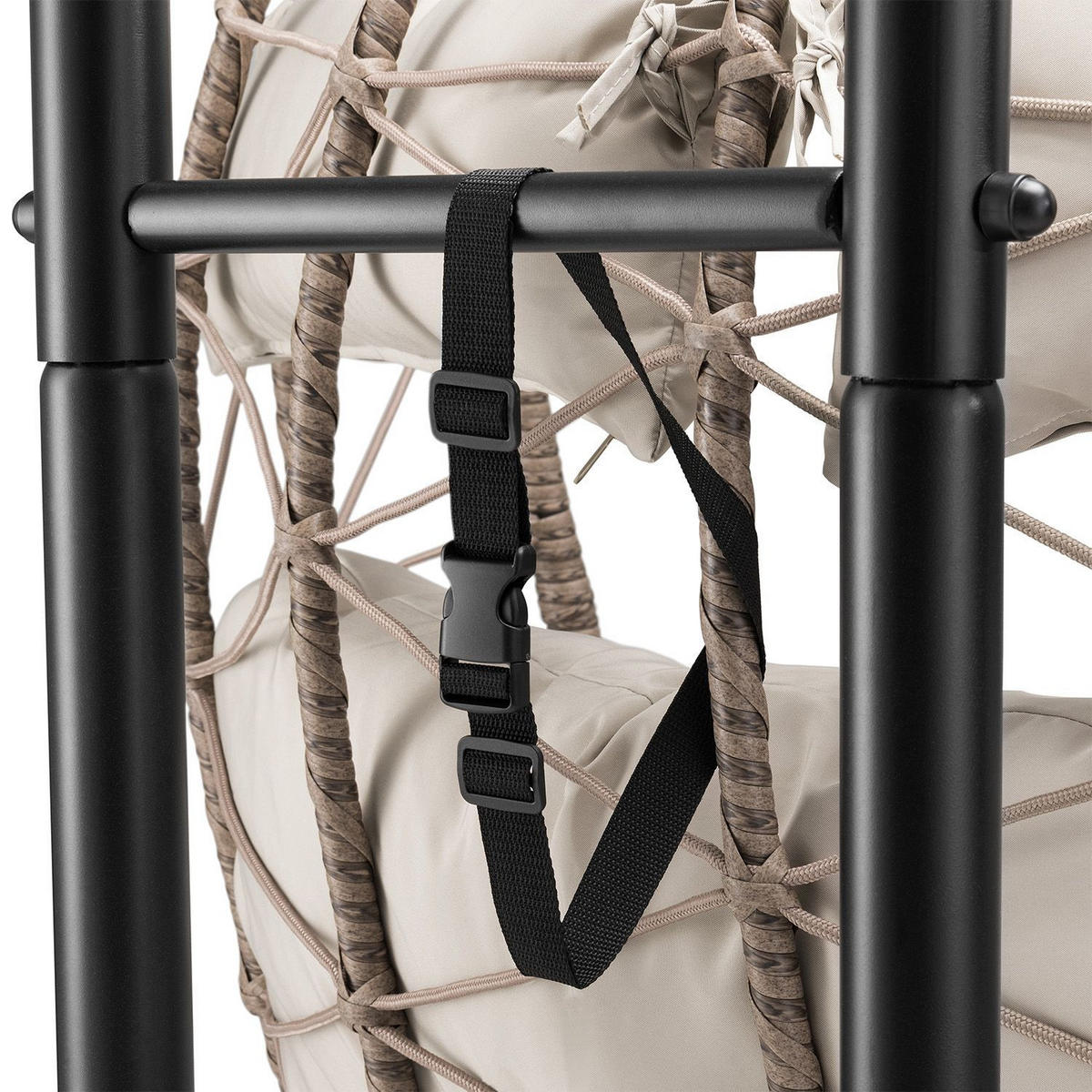 XXL-KORBHÄNGESESSEL Aria beige inkl. waschbare Bezüge - Naturfarben, Kunststoff/Metall (130/197/127cm) - Juskys