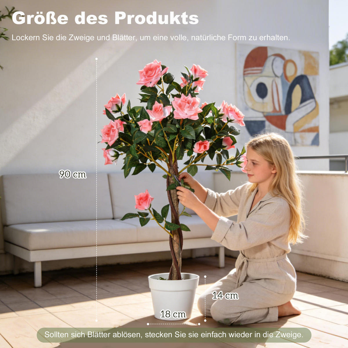 KAMELIENBAUM DE-08640 im Zementtopf - Pink, Kunststoff (90cm) - ComfortXL