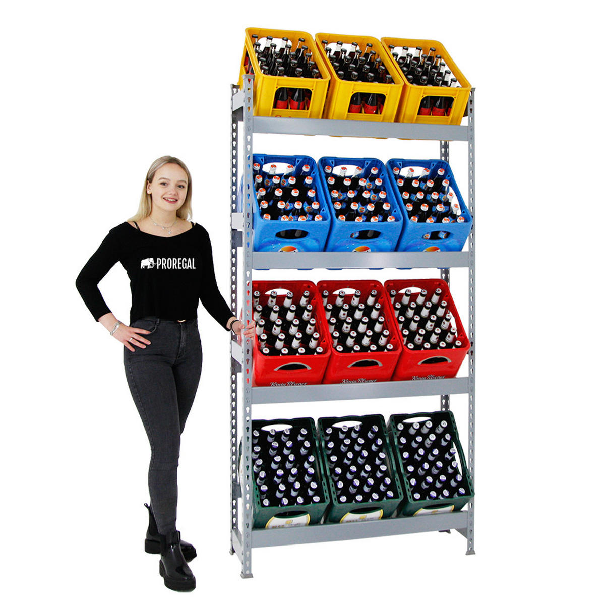 GETRÄNKEKISTENREGAL High Big Camel HxBxT 200 x 100 x 30 cm Grau - Grau, Metall (100/200/30cm) - PROREGAL