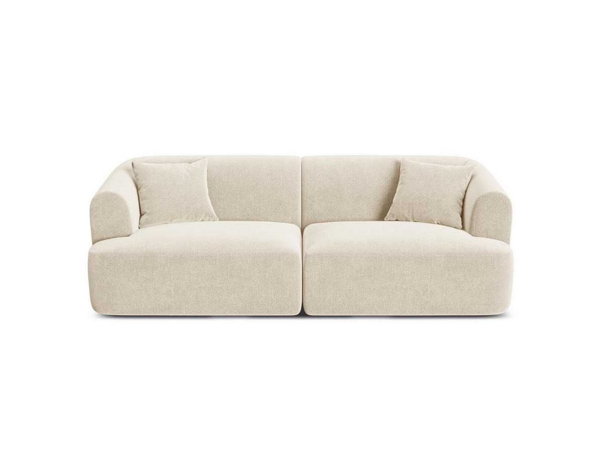 MODULARES-SOFA Campi aus Samt leichtes beige 3 Sitzplätze - Creme, Textil (90/70/220cm) - Cosmopolitan Design