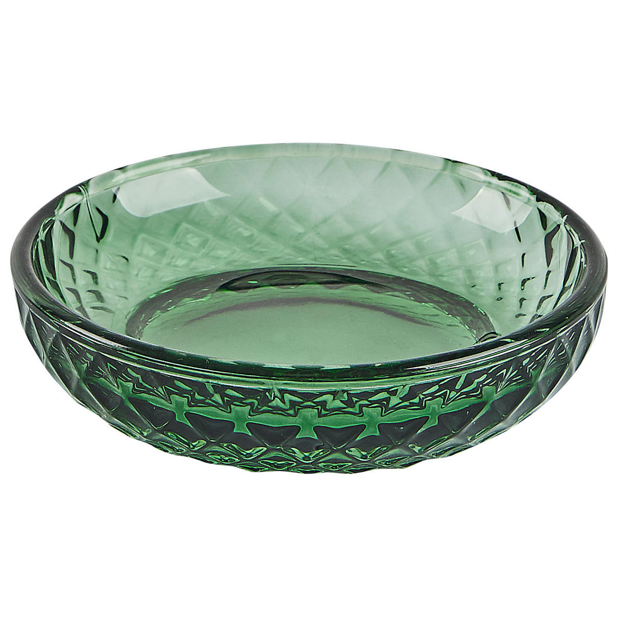 BADEZIMMER Set 4-teilig Glas grün Canoa - Silberfarben/Grün, Glas (11/17/11cm) - Beliani