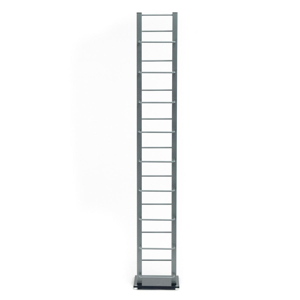 CD-STÄNDER Tower Metall mit Glasfuß, für 126 CDs silber - Silberfarben, Kunststoff (20/138/12cm) - DESIGN DELIGHTS