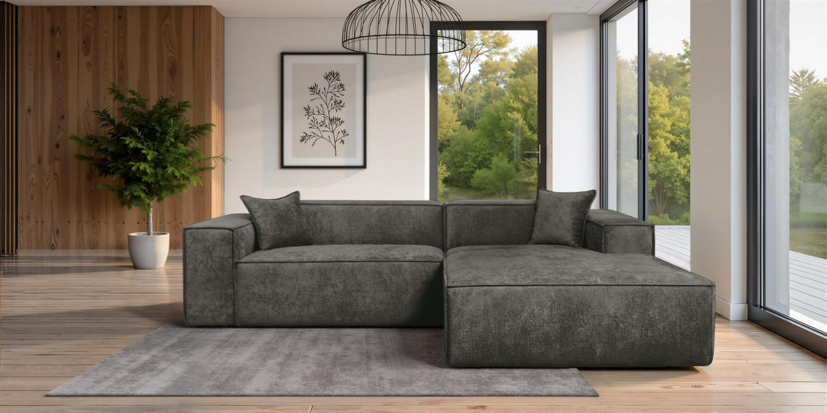 ECKSOFA Carlota - Dunkelgrau, Holzwerkstoff/Textil (270/192cm) - Fun Möbel