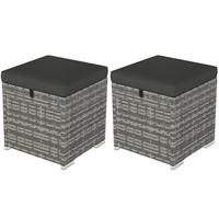 HOCKER 2er-Set mit Rattanoptik Stauraum 120 kg belastbar - Dunkelgrau, Metall (40/41/40cm) - Outsunny