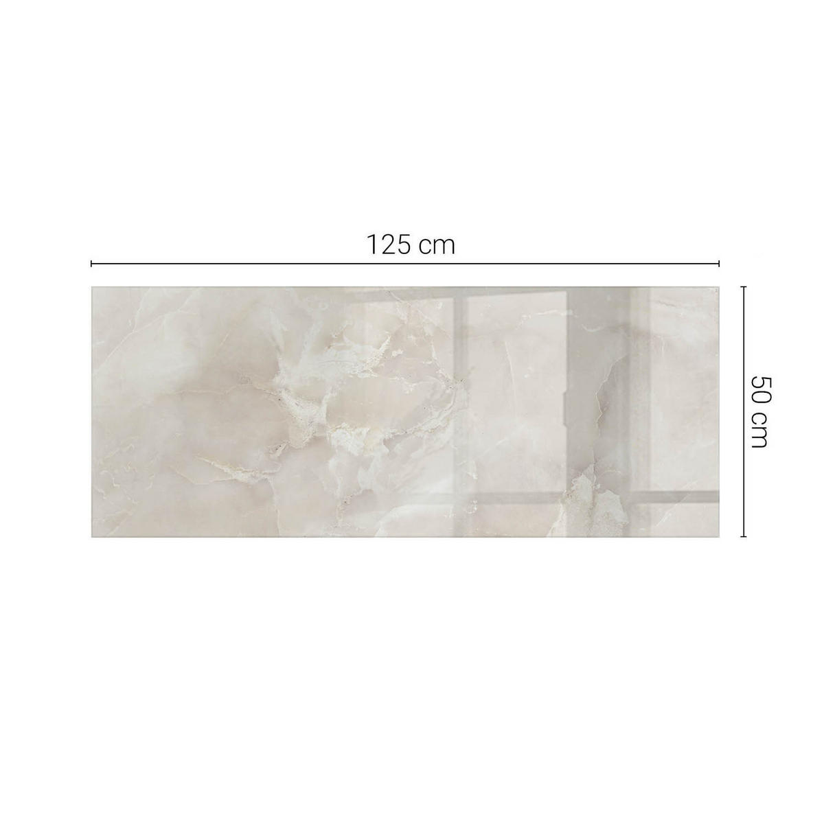 TISCHPLATTE 125x50 cm Marmorstruktur mit Textur - Creme, Glas (125/50/0.4cm) - TULUP