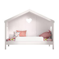 HAUSBETT Kamila 2 213x172x99 mit Rückwand aus Massivholz+MDF in Weiß - Weiß, Holz (90/200cm) - 58aufmkessel