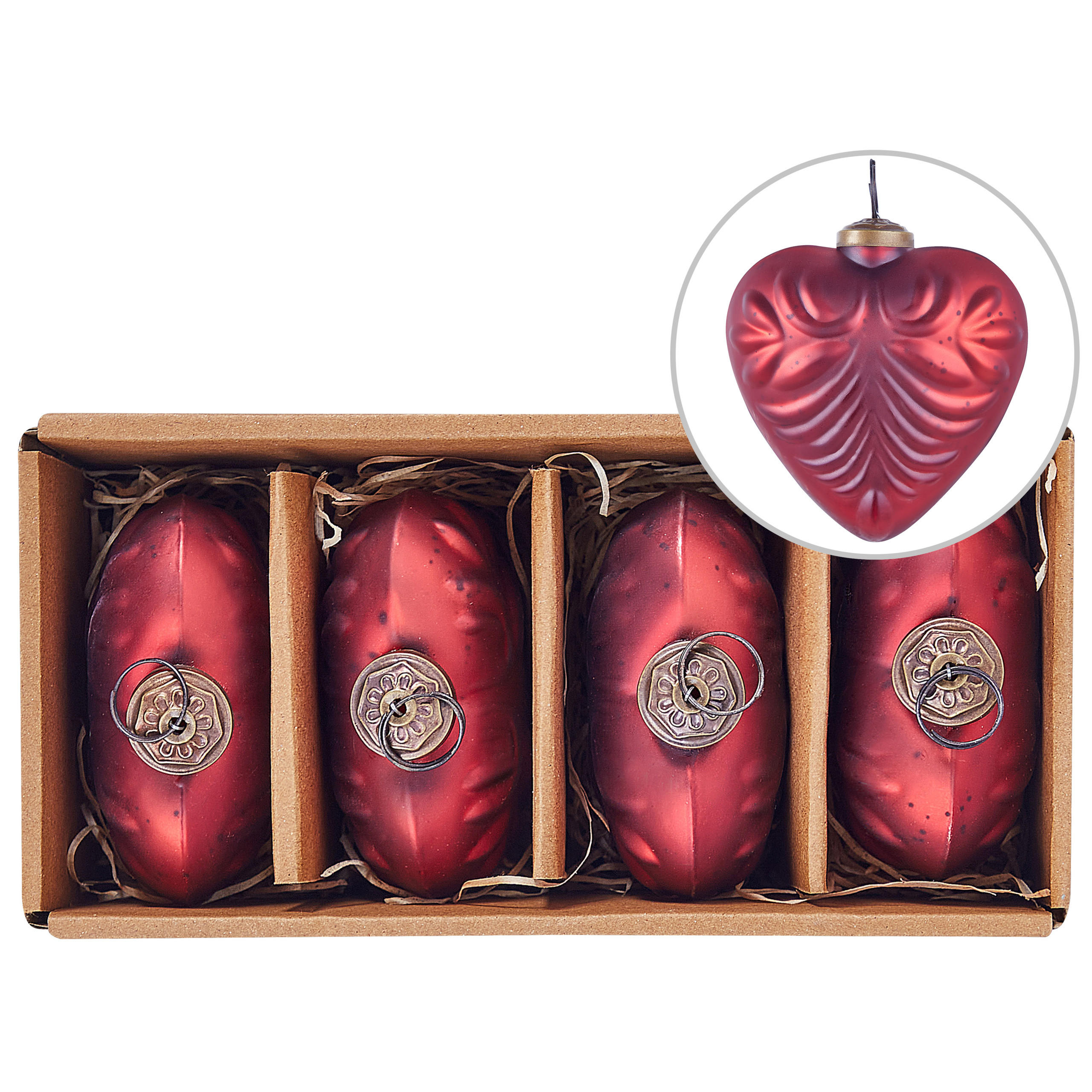 WEIHNACHTSBAUMKUGELN 13 cm Rot Feriable - Rot, Glas (11/13/10cm) - Beliani
