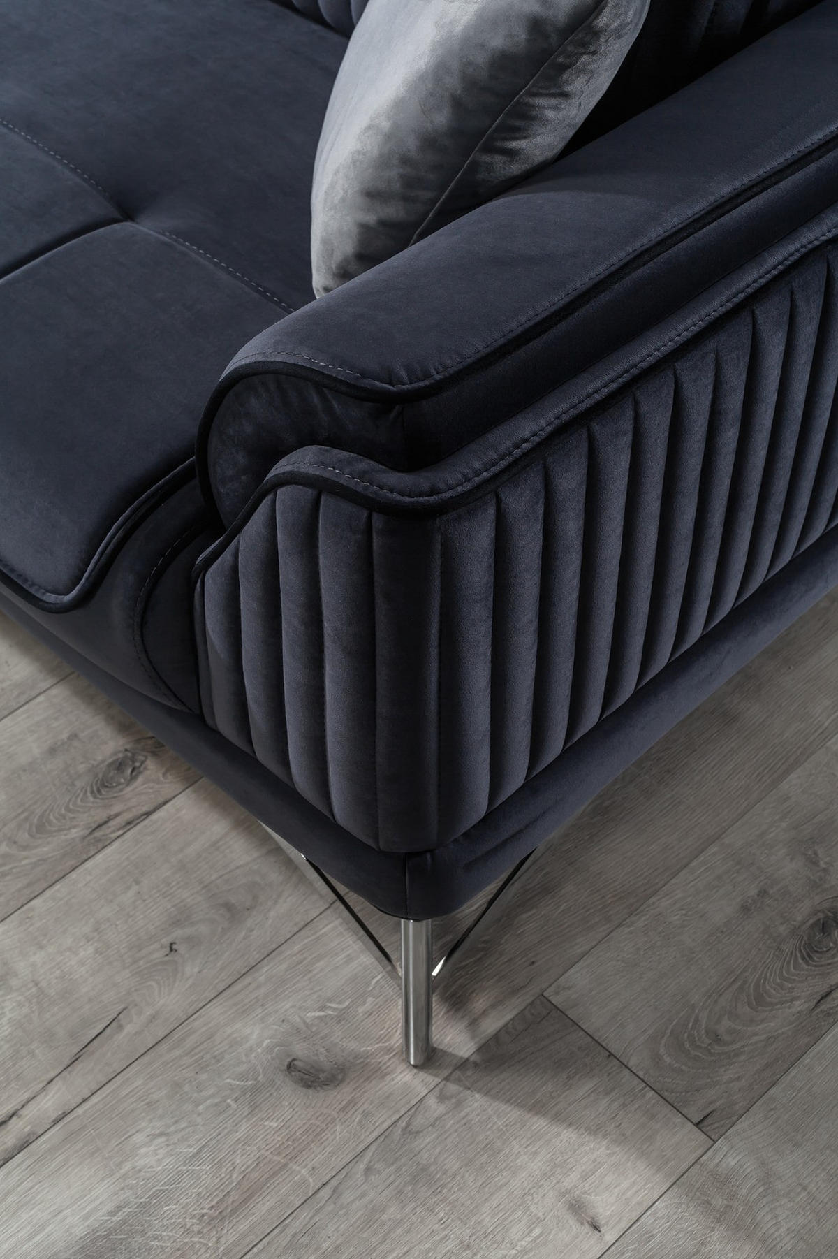SITZGARNITUR Bond, Anthrazit Stellvariante 3+2 - Schwarz, Textil (227/85/100cm) - Villa Möbel