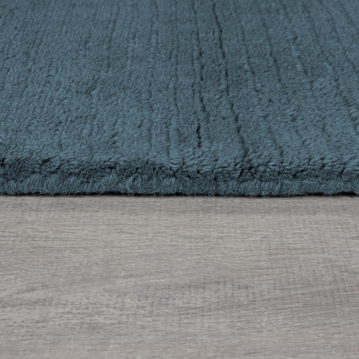 WOLLTEPPICH Uni-Design, mit Randdetails, handgewebt MOLE - Blau, Textil (170/120cm) - KADIMA DESIGN