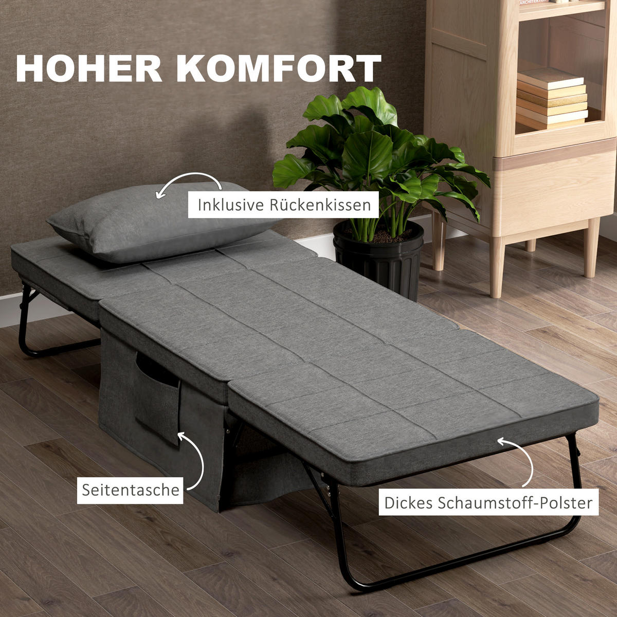 KLAPPBETT - Grau, Metall - HOMCOM