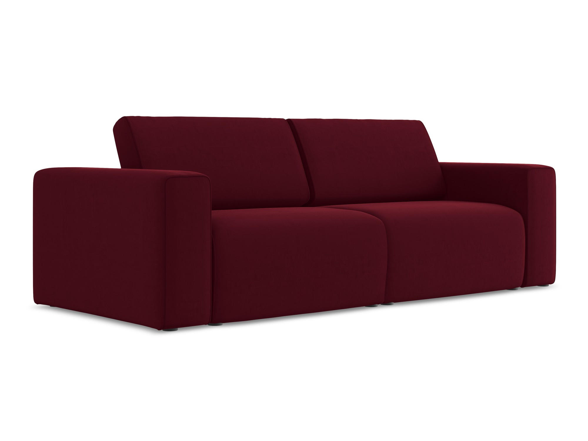3-SITZER SOFA Samt Stoff Rot - Bordeaux/Beige, Kunststoff/Textil (224/80/103cm) - Makamii