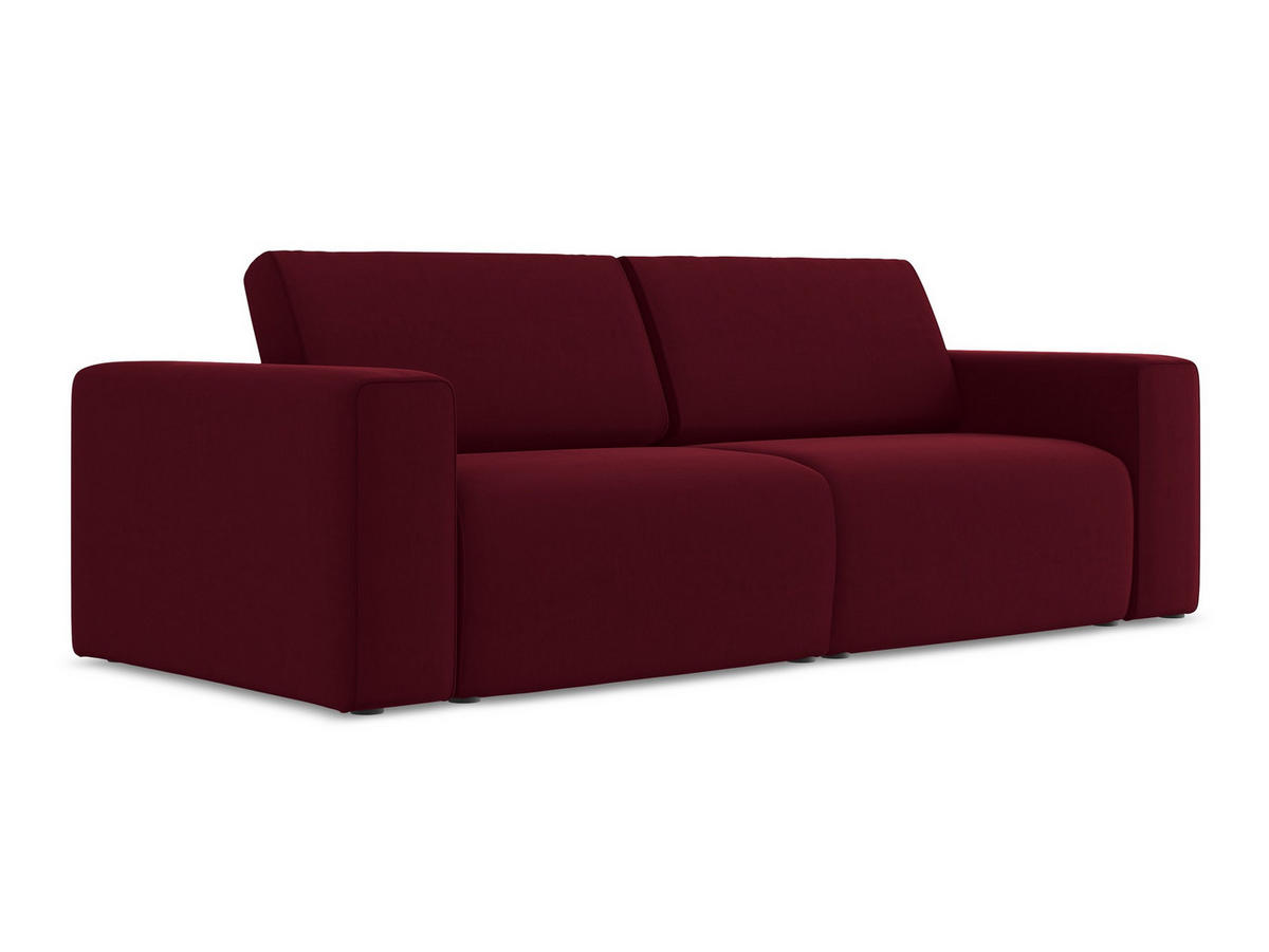 3-SITZER SOFA Samt Stoff Rot - Bordeaux/Beige, Kunststoff/Textil (224/80/103cm) - Makamii