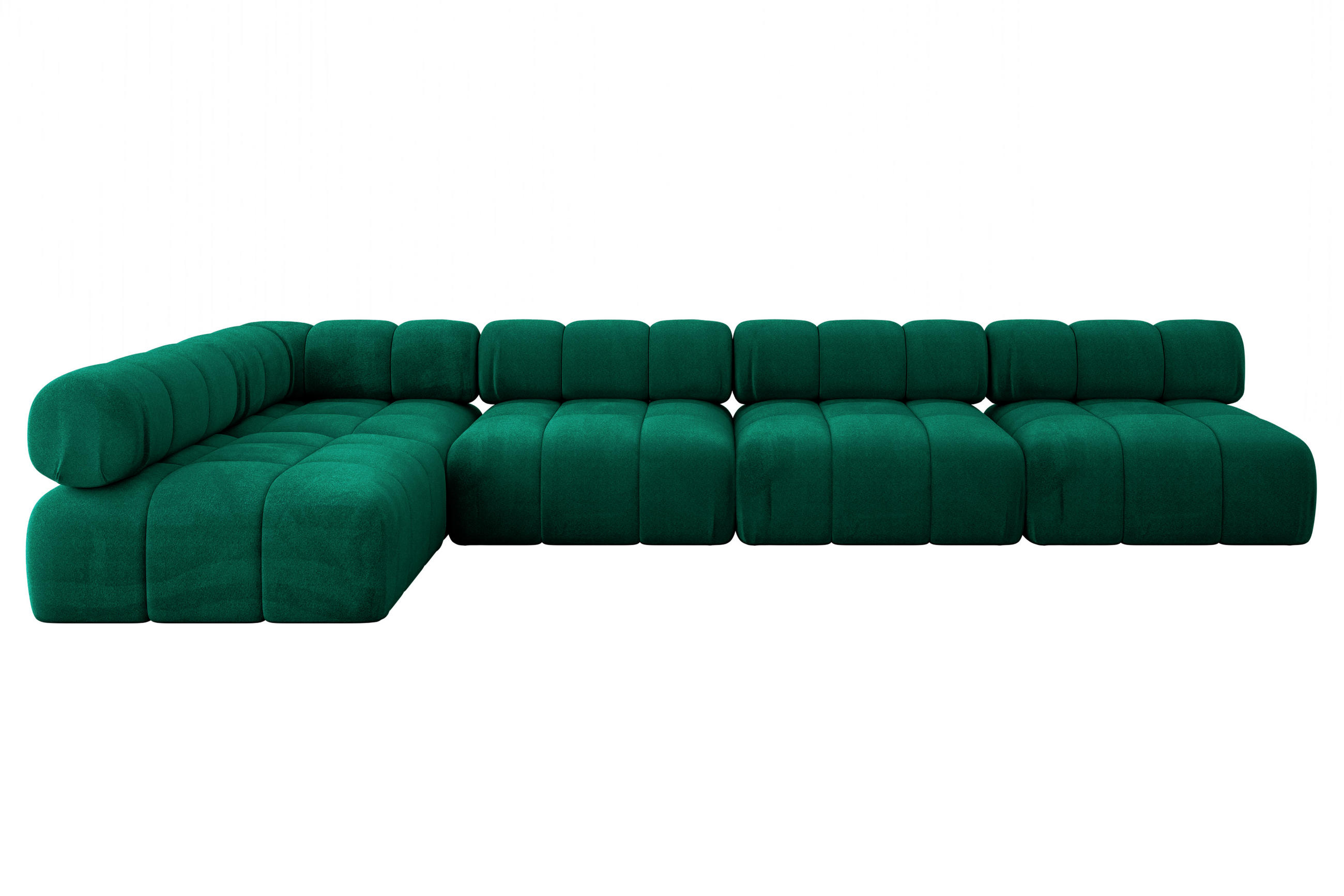 ECKSOFA modulares Sofa Samaro-L3 - 380x190x70 cm Dunkelgrün Velours - Dunkelgrün, Holzwerkstoff/Textil (380/190cm) - ALTDECOR