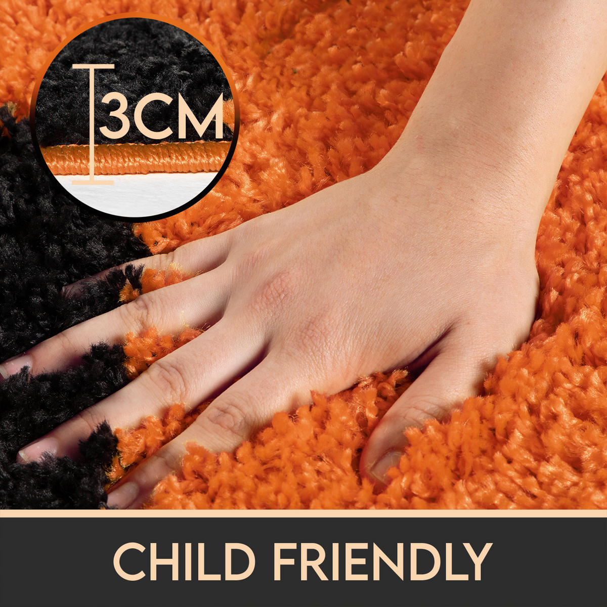 TEPPICH Kinder Hochflor Basketball Motiv Polypropylen Kinderzimmer Orange Rund 100x100 - Orange, Textil (100/100cm) - KADIMA DESIGN