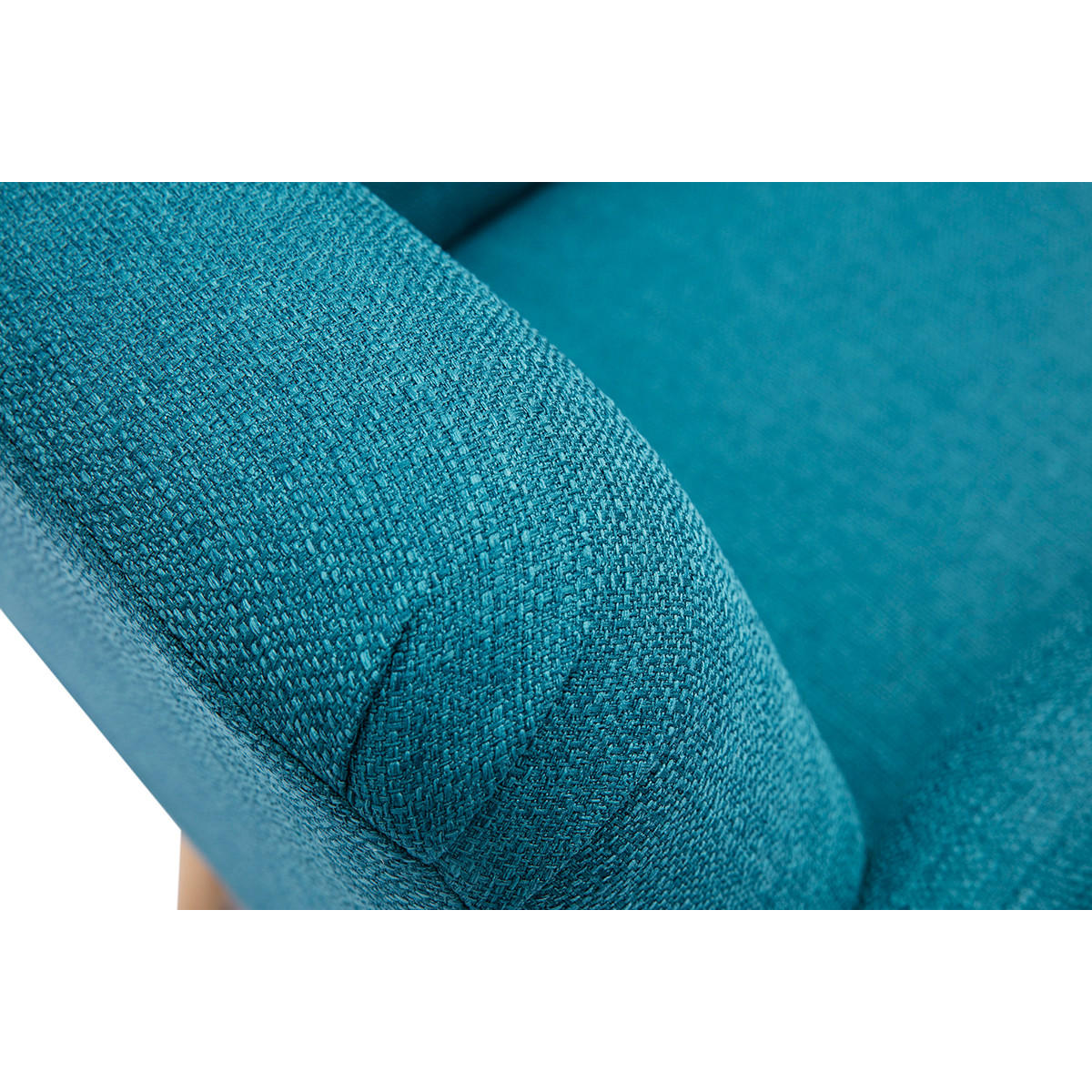 SESSEL skandinavisch Entenblau helles Holz ISKO - Blau, Textil (75.5/82/63cm) - Miliboo