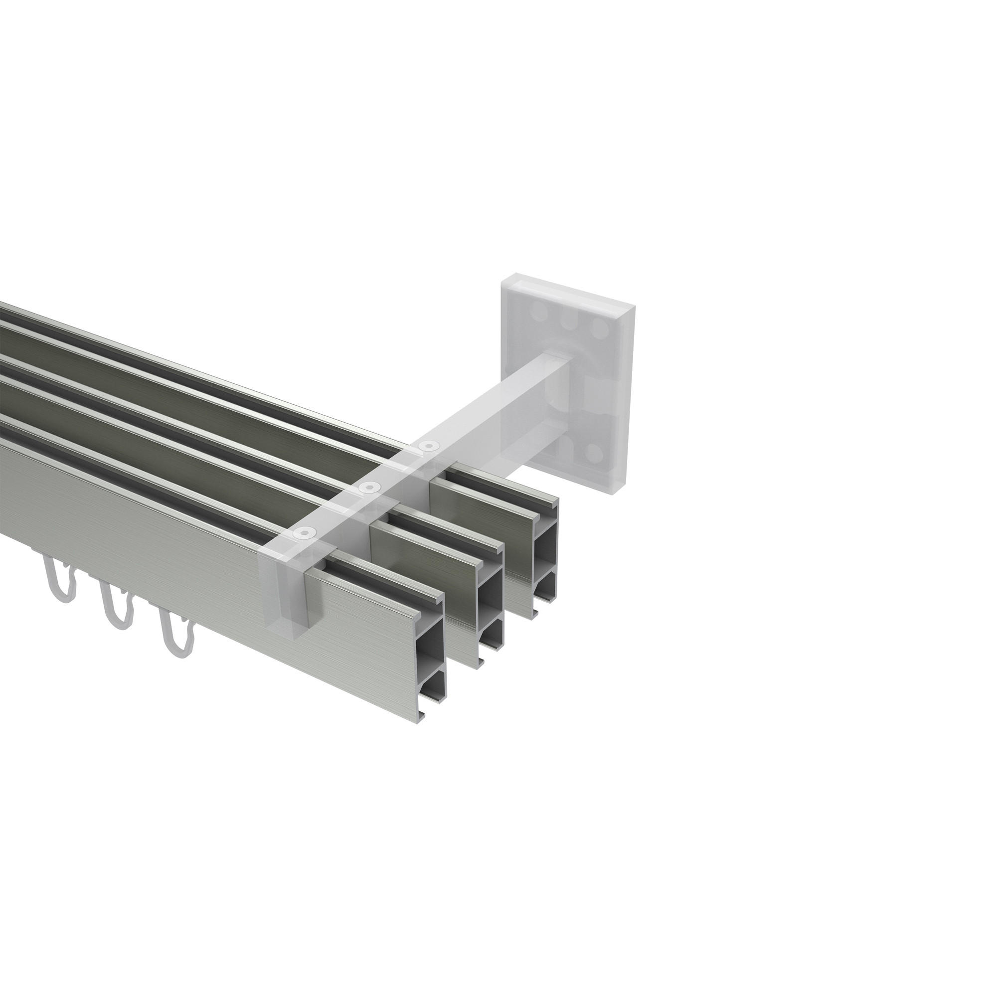 GARDINENSTANGE INNENLAUF Smartline Lox 140 cm, 3-läufig, 14x35 mm Edelstahl-Optik - Edelstahlfarben, Metall (140cm) - INTERDECO