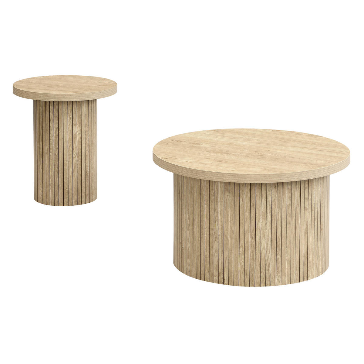 COUCHTISCH aus MDF Ø66x40/Ø40x46 cm in Natur mit 2 Tischen - Naturfarben, Holzwerkstoff (66/66/40cm) - Modfu