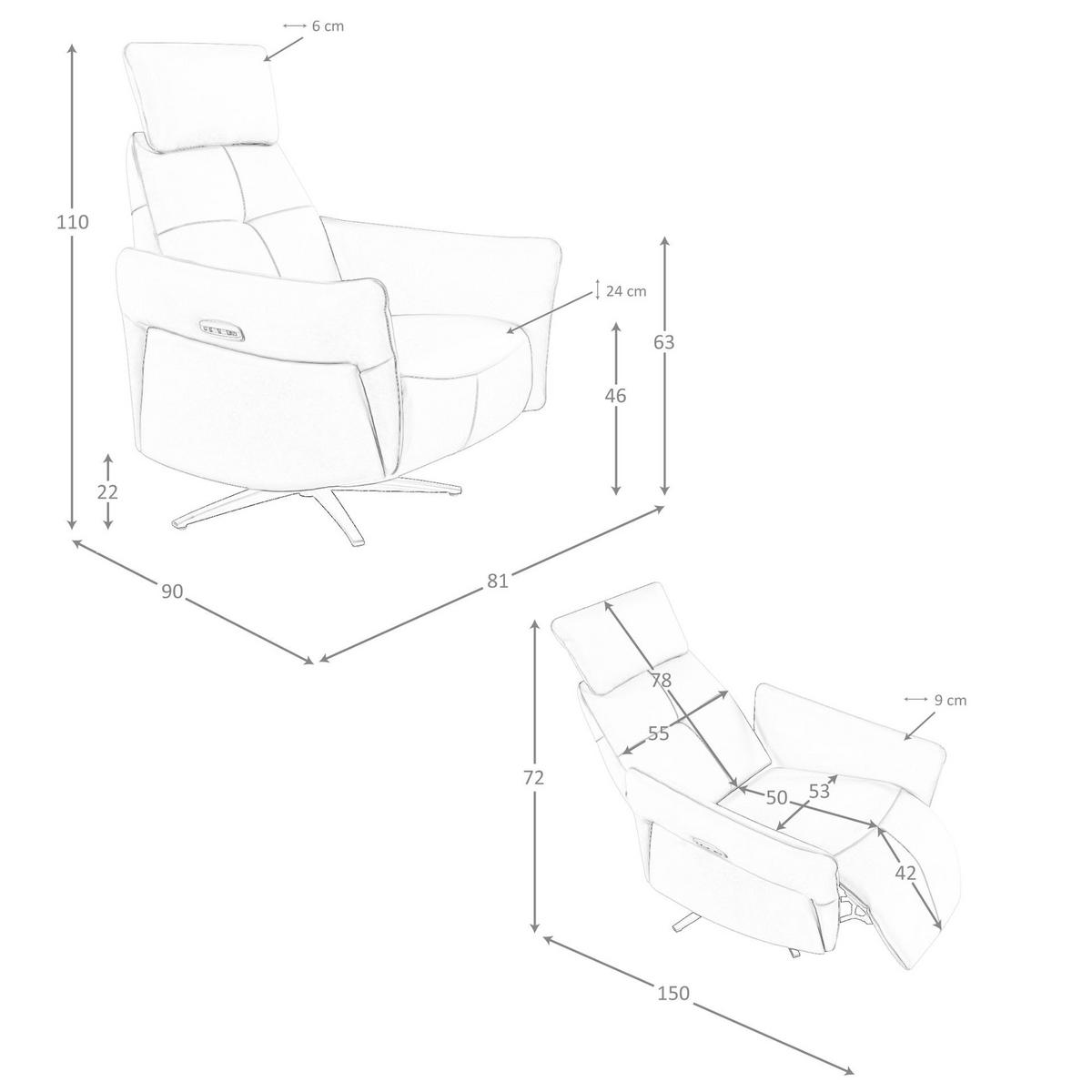 FERNSEHSESSEL Türkisgrüner Lederdrehsessel Relax 81/90/110 cm - Türkis/Schwarz, Leder/Fell (81/110/90cm) - ANGEL CERDA