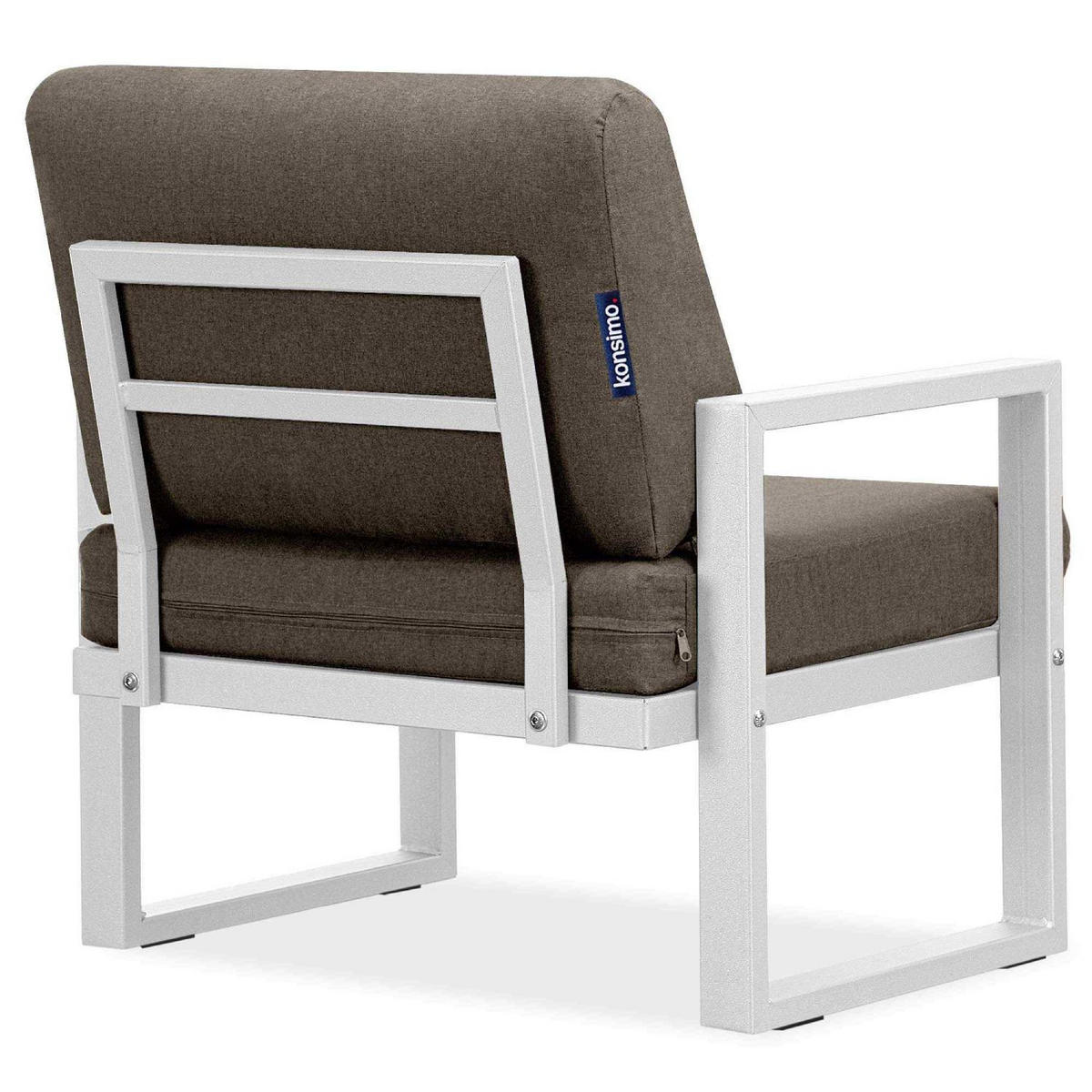 GARTENSESSEL FRENA ,Weiß/Beige - Beige/Weiß, Textil/Metall (70/65/60cm) - KONSIMO®