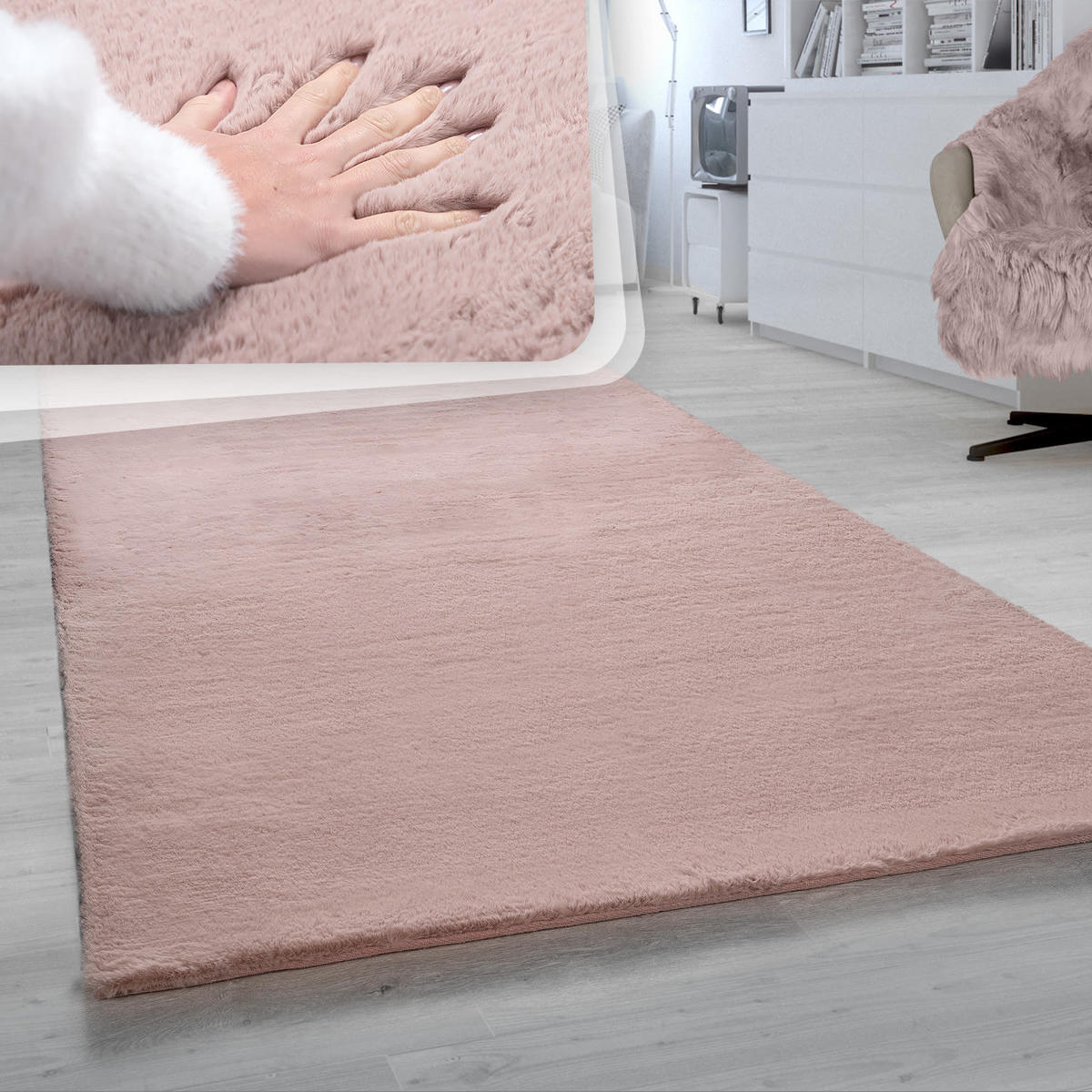 TEPPICH Hochflor Unifarben schmutzabweisend Pink Rechteckig 140x200 - Rosa, Textil (200/140cm) - KADIMA DESIGN