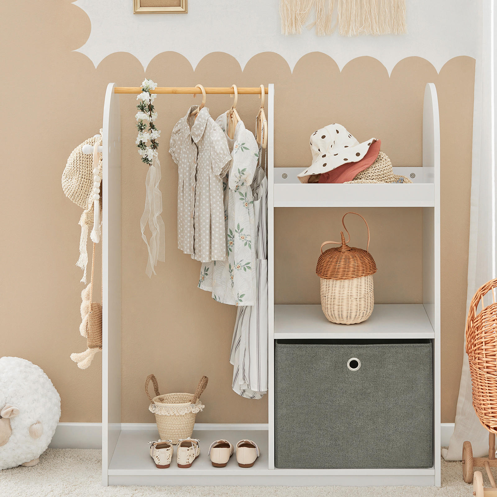 KINDERGARDEROBE Weiß - Weiß, Holzwerkstoff (97/108/35cm) - SoBuy