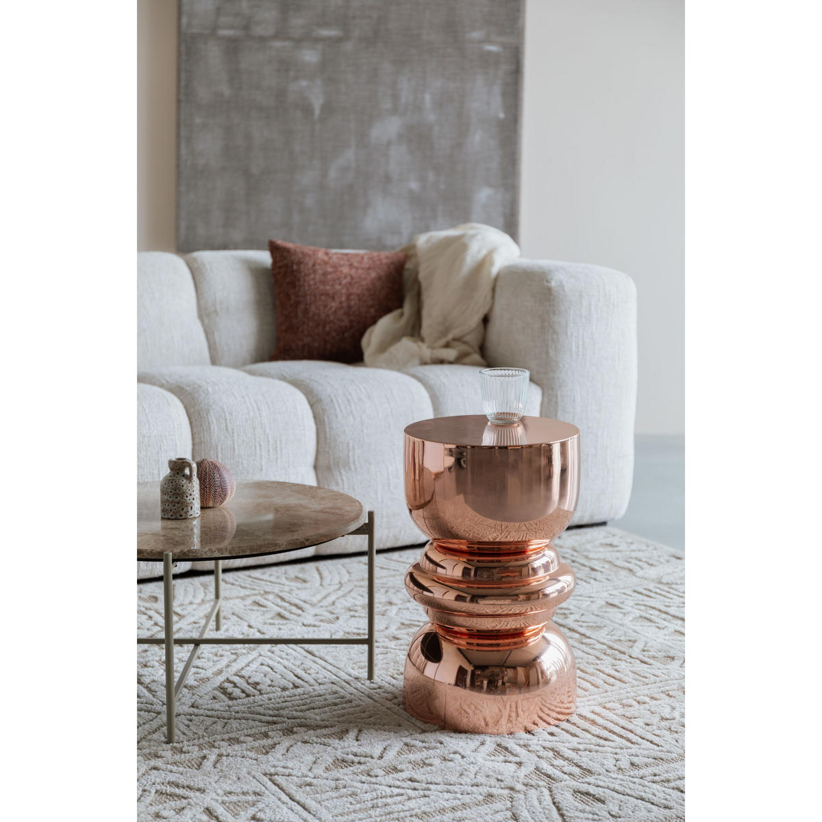 BEISTELLTISCH Kinga Kupfer - Bronzefarben, Metall (29.5/29.5/48cm) - Housecraft Living
