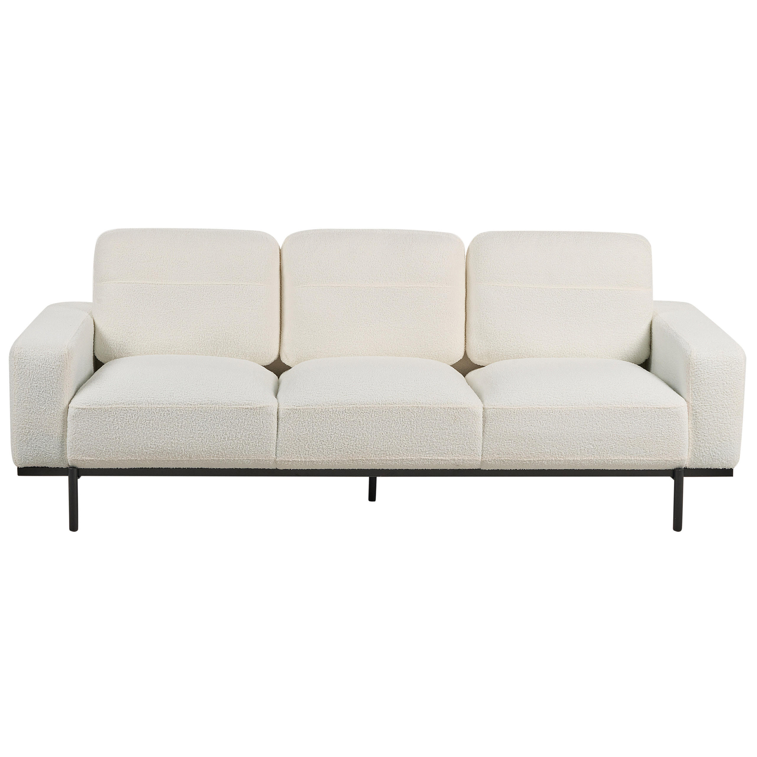 3-SITZER-SOFA Bouclé cremeweiß Sovik - Weiß, Textil (215/72/87cm) - Beliani