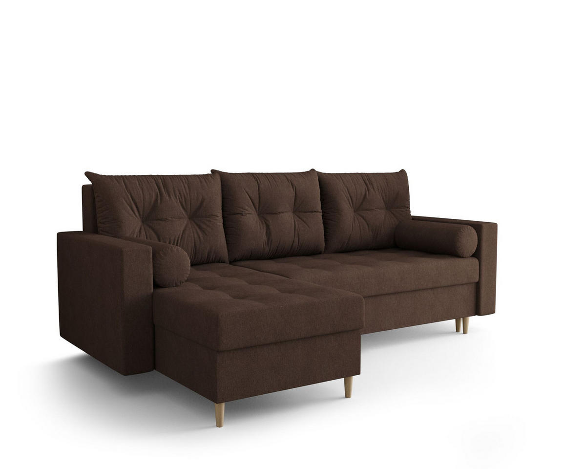 ECKSOFA SKANDI Cosmic 800 Links mit Schlaffunktion - Braun, Textil (230/145cm) - Bedante
