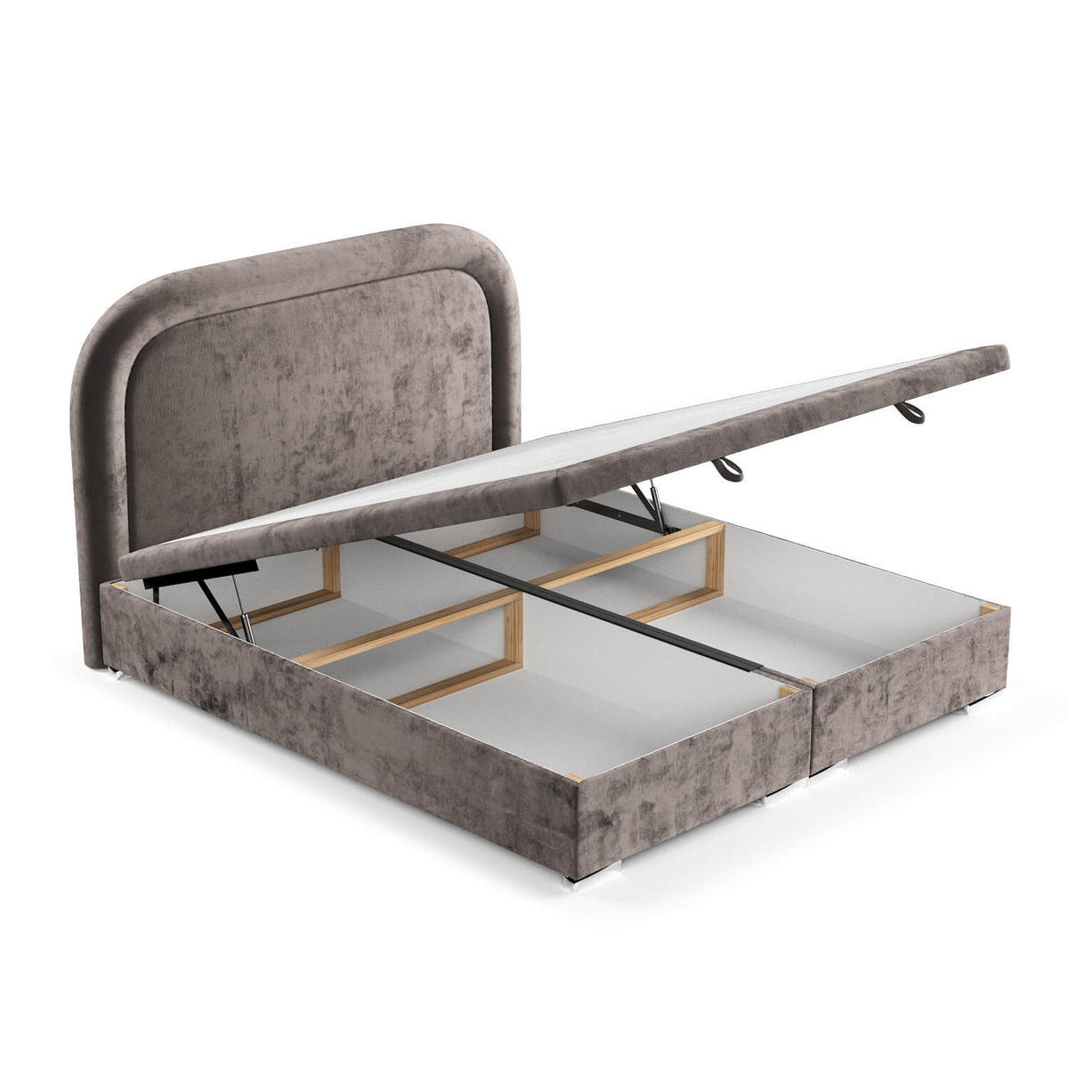 POLSTERBETT Harmony mit Stauraum 120/200 cm Braun im Lotta Stoff - Chromfarben/Braun, Holz/Holzwerkstoff (120/200cm) - AltaBeds