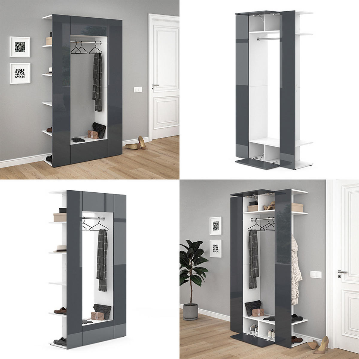 GARDEROBE Mats Anthrazit 36.6 x 191 cm - Anthrazit, Holzwerkstoff (36.6/191/106cm) - Vicco